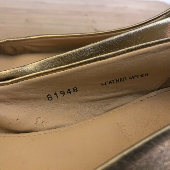J Crew Gold Ballet Flats Size 6.5 Genuine Leather Made In Italy - Picture 9 of 12